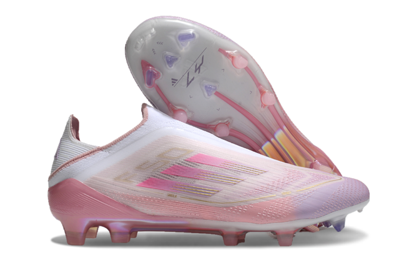 Adidas F50 Elite Pink & White Laceless - football cleats
