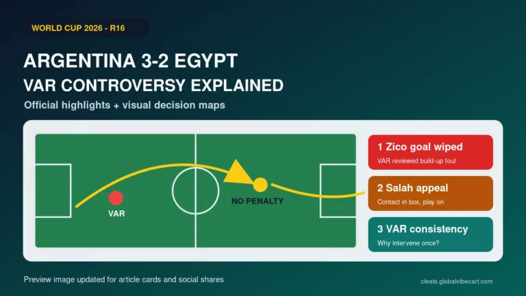 Argentina vs Egypt VAR controversy preview showing Zico goal wiped and Salah penalty appeal